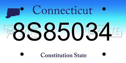 8S85034 Connecticut License Plate