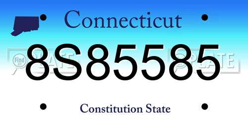 8S85585 Connecticut License Plate