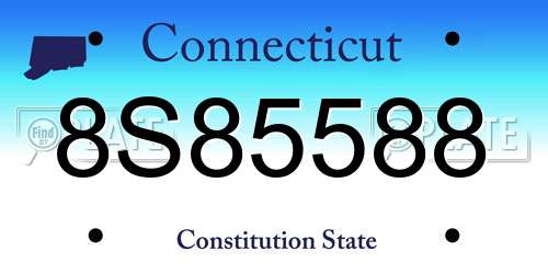 8S85588 Connecticut License Plate