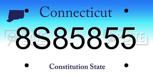 8S85855 Connecticut License Plate