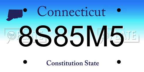 8S85M5 Connecticut License Plate