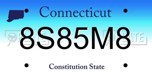 8S85M8 Connecticut License Plate