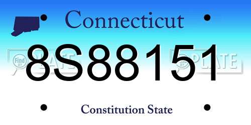 8S88151 Connecticut License Plate