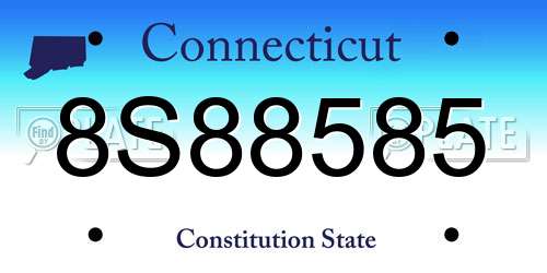 8S88585 Connecticut License Plate