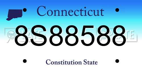 8S88588 Connecticut License Plate