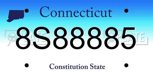 8S88885 Connecticut License Plate
