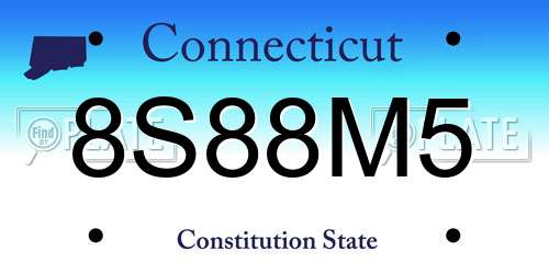 8S88M5 Connecticut License Plate