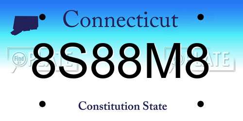 8S88M8 Connecticut License Plate