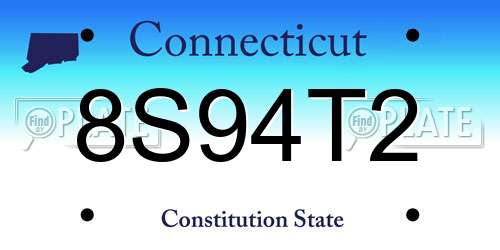 8S94T2 Connecticut License Plate
