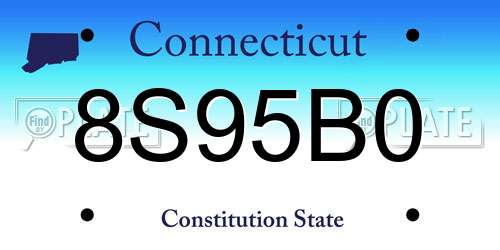 8S95B0 Connecticut License Plate