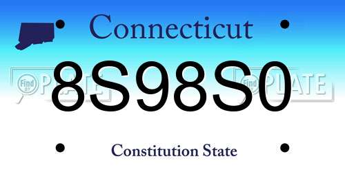8S98S0 Connecticut License Plate