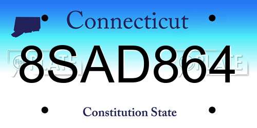 8SAD864 Connecticut License Plate