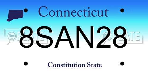 8SAN28 Connecticut License Plate
