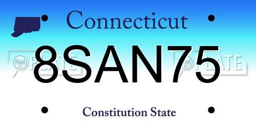 8SAN75 Connecticut License Plate