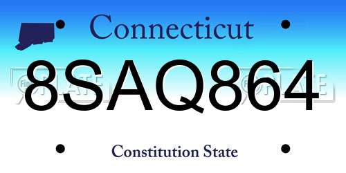 8SAQ864 Connecticut License Plate