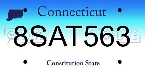 8SAT563 Connecticut License Plate