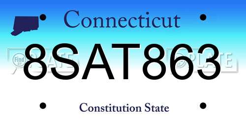 8SAT863 Connecticut License Plate