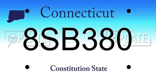 8SB380 Connecticut License Plate