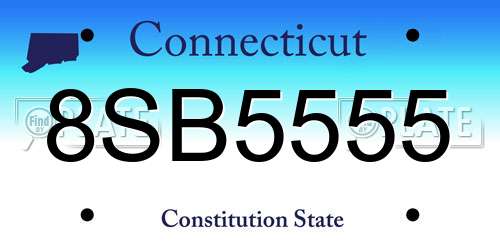 8SB5555 Connecticut License Plate