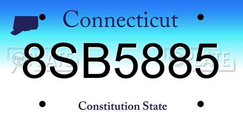8SB5885 Connecticut License Plate