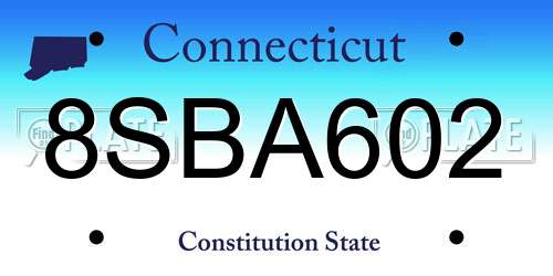 8SBA602 Connecticut License Plate
