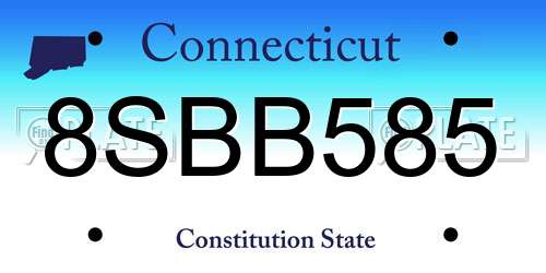 8SBB585 Connecticut License Plate