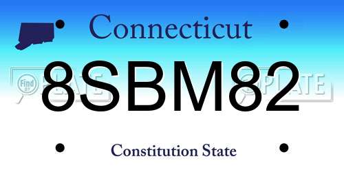 8SBM82 Connecticut License Plate
