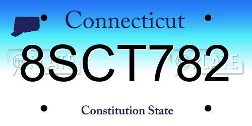 8SCT782 Connecticut License Plate