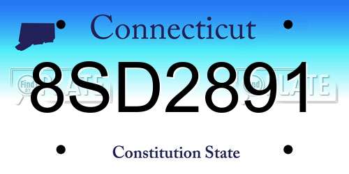 8SD2891 Connecticut License Plate