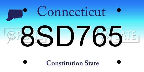 8SD765 Connecticut License Plate