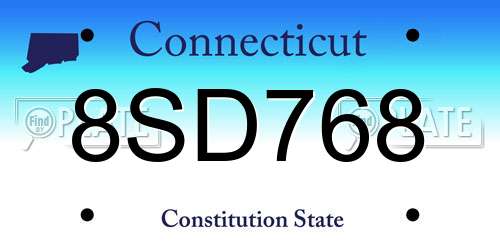 8SD768 Connecticut License Plate
