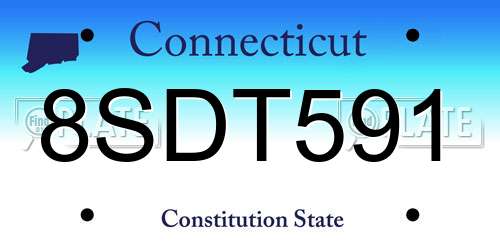 8SDT591 Connecticut License Plate