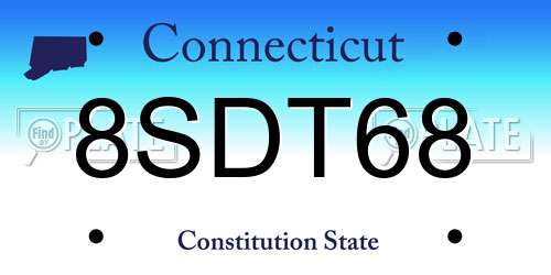 8SDT68 Connecticut License Plate