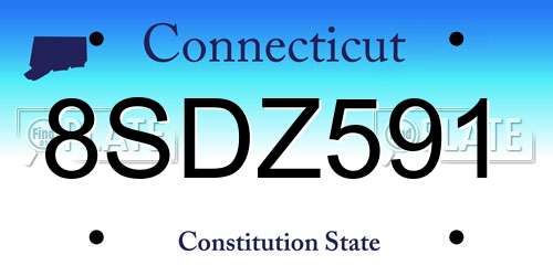 8SDZ591 Connecticut License Plate