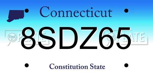 8SDZ65 Connecticut License Plate