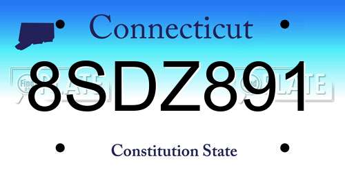 8SDZ891 Connecticut License Plate
