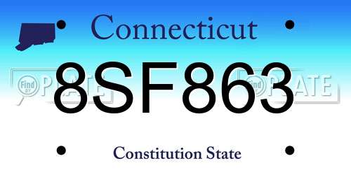 8SF863 Connecticut License Plate