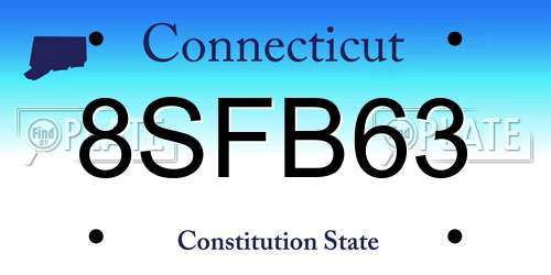8SFB63 Connecticut License Plate