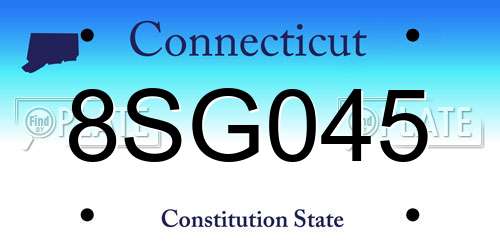 8SG045 Connecticut License Plate