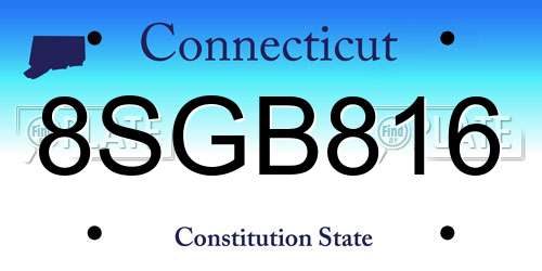 8SGB816 Connecticut License Plate