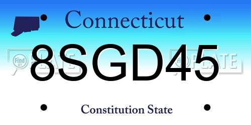 8SGD45 Connecticut License Plate