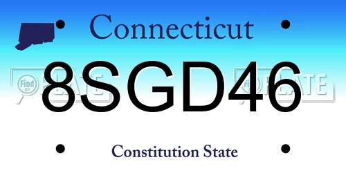 8SGD46 Connecticut License Plate