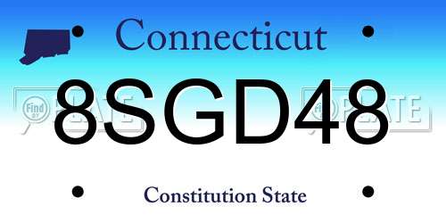8SGD48 Connecticut License Plate
