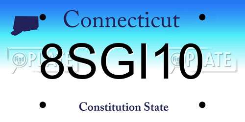 8SGI10 Connecticut License Plate