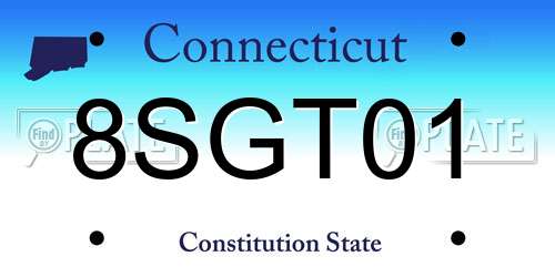 8SGT01 Connecticut License Plate