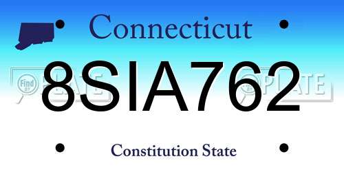 8SIA762 Connecticut License Plate