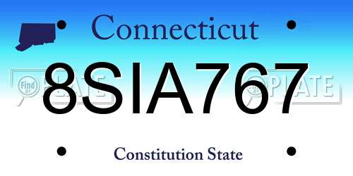 8SIA767 Connecticut License Plate