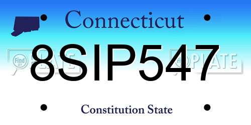 8SIP547 Connecticut License Plate