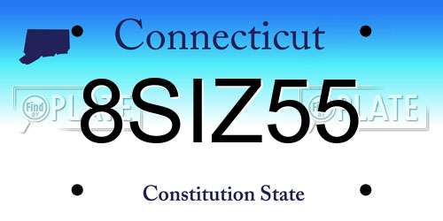 8SIZ55 Connecticut License Plate
