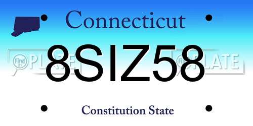 8SIZ58 Connecticut License Plate